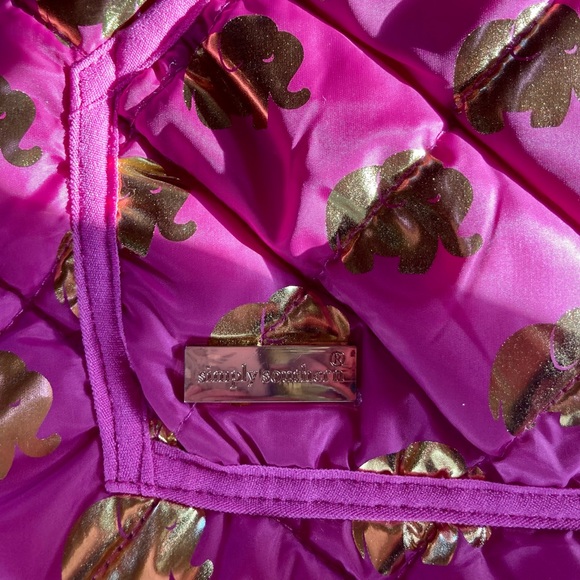 SIMPLY SOUTHERN Pink Elephant Patterned Thin Puffer Vest Sz.  S - Picture 10 of 15